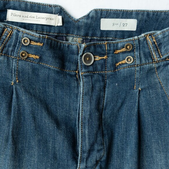Anthropologie Pilcro Barrel Jeans Pleat Front 40s High Waist Retro 50s Crop - Picture 5 of 11